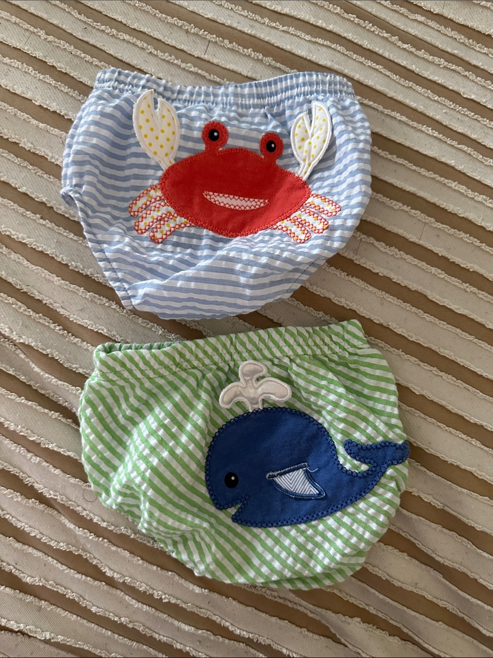 Baby Swim Diaper Cover Set with Crab and Whale Appliqués - Blue & Green
